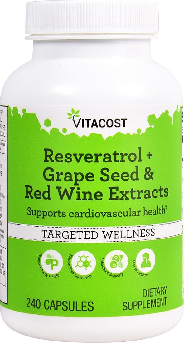 Suplemento Vitacost Resveratrol + Extracto de Semilla de Uva