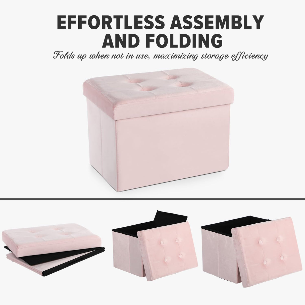 Ottomán de almacenamiento plegable con reposapiés moderno