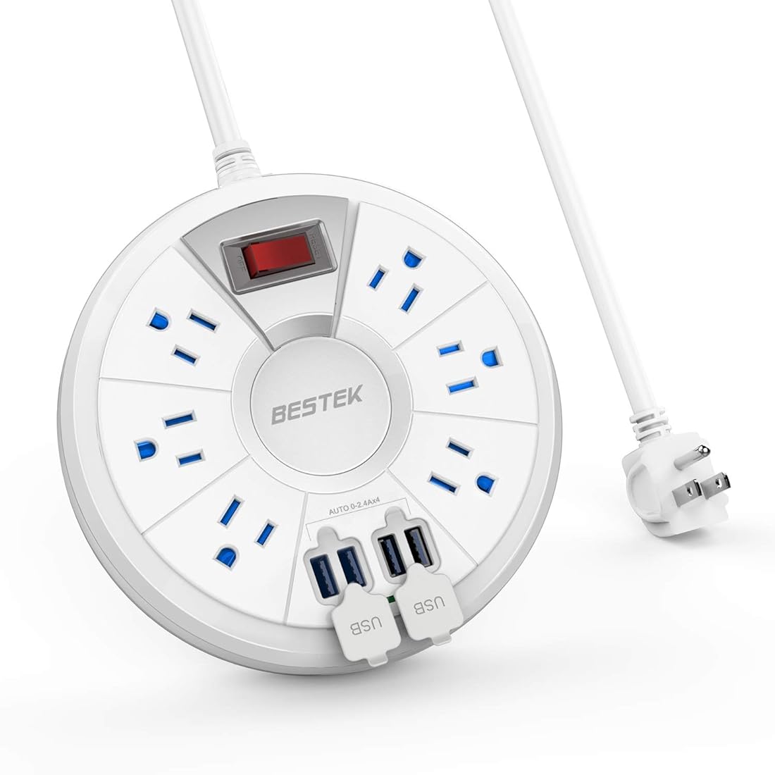 protector contra sobretensiones redondo con 6 salidas