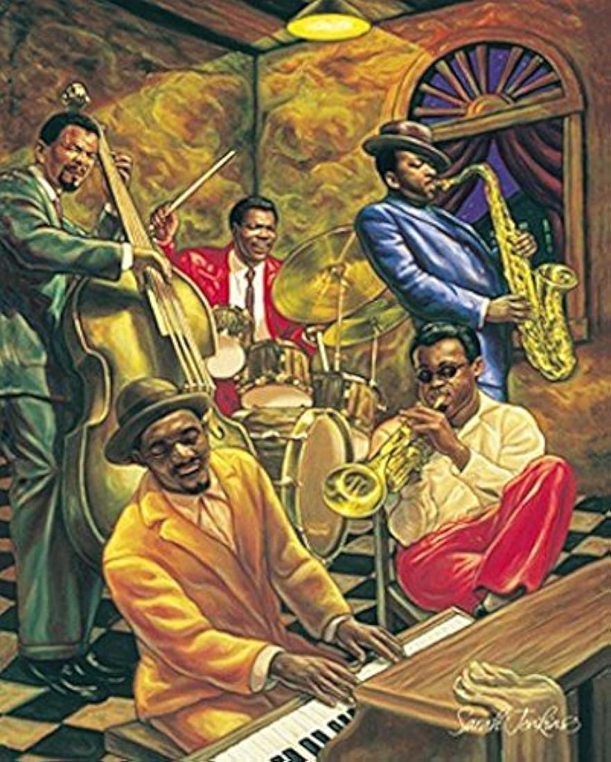 Póster de pintura afroamericana cool jazz - 24 X 36 pulgadas