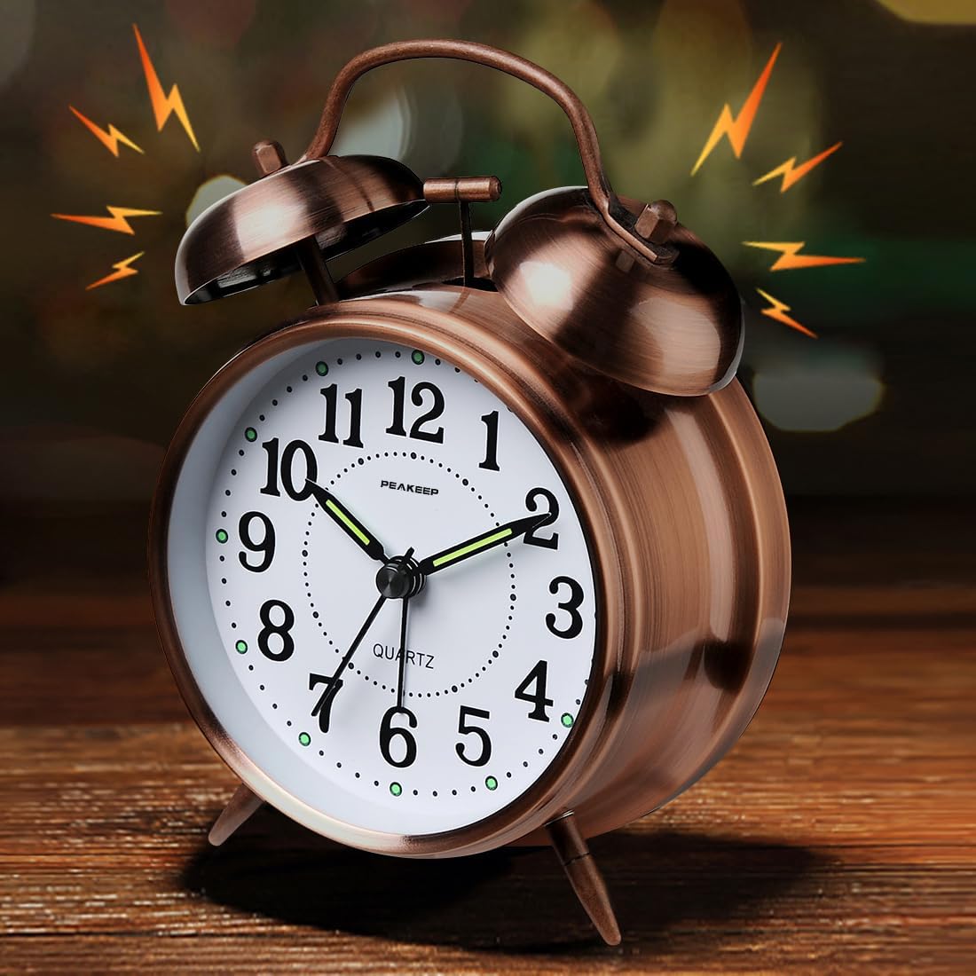 Reloj despertador analógico ruidoso, vintage, 4 pulgadas