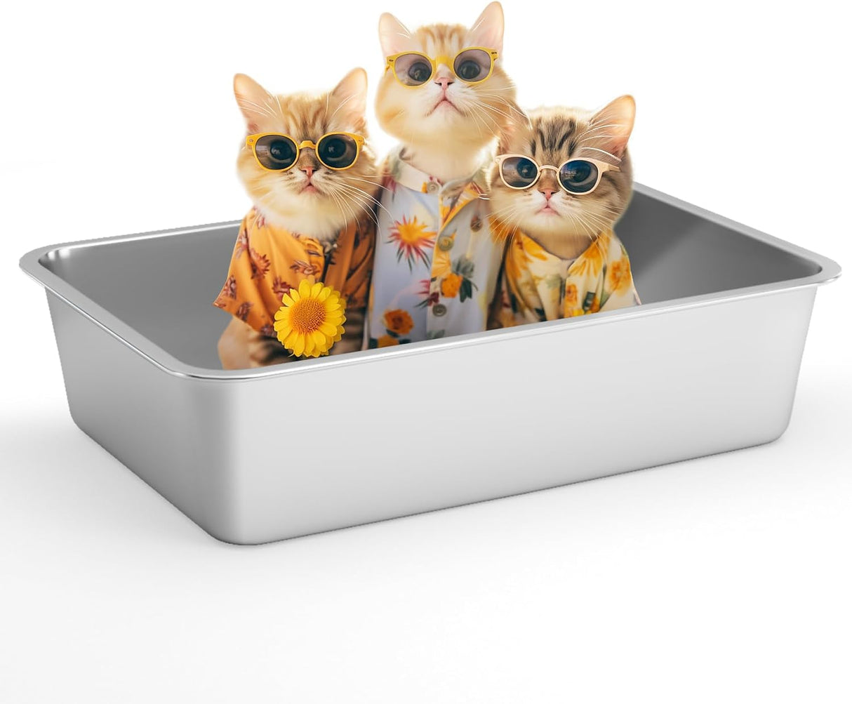 Caja de arena grande acero inoxidable con lado alto IKITCHEN