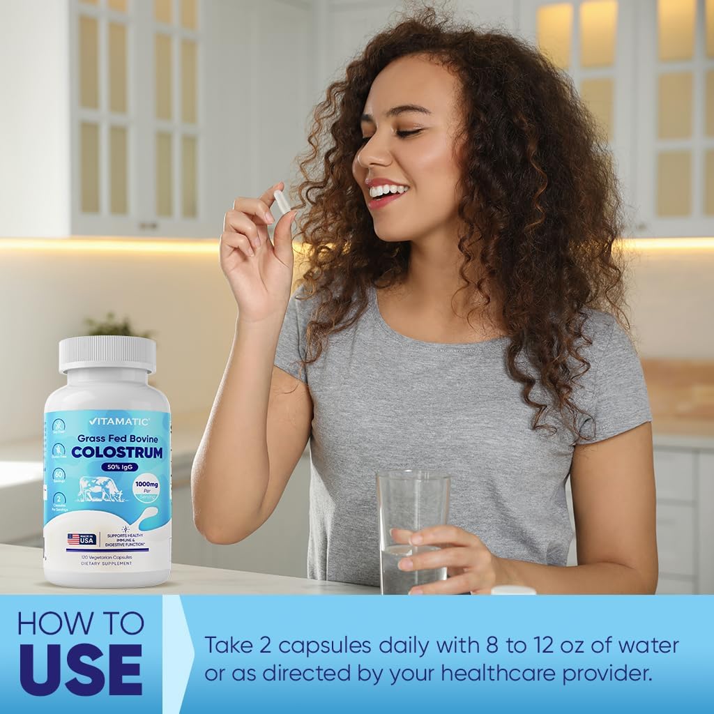 Suplemento de Colostro Bovino Vitamatic 1000 mg - 120 Cápsulas