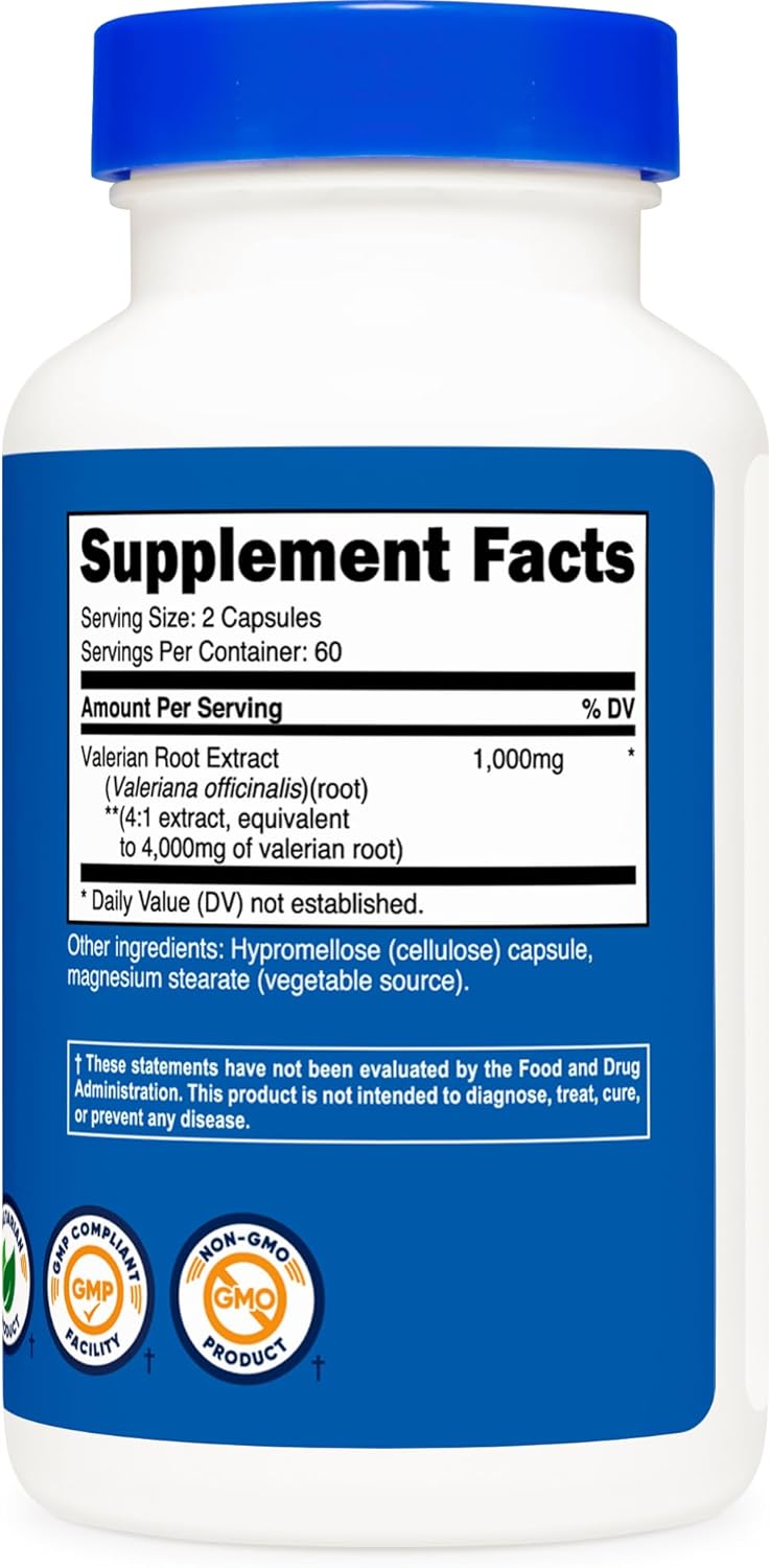 Suplemento Nutricost Cápsulas de raíz de valeriana 1000 mg