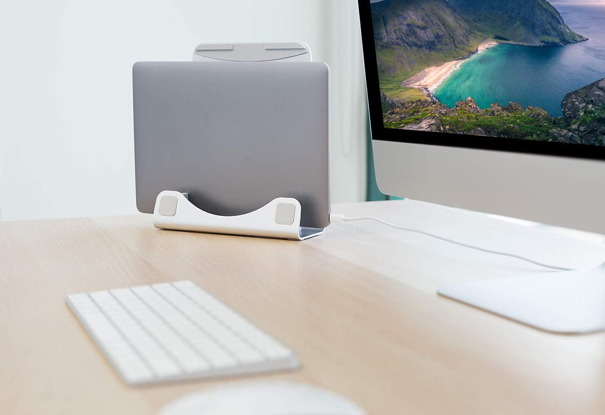 Soporte vertical para laptop de aluminio 2 en 1