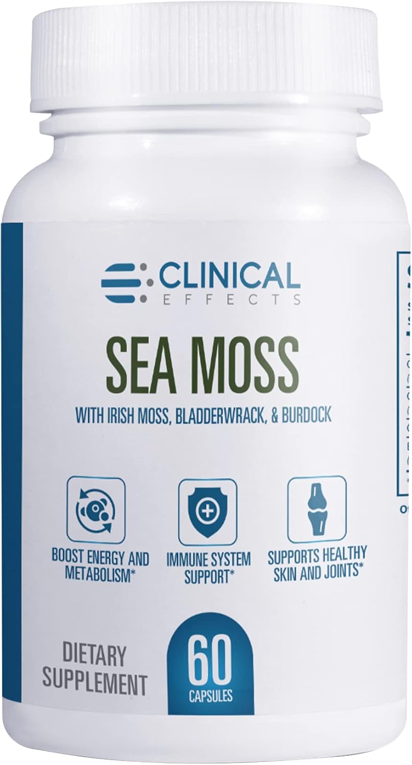 Sea Moss Orgánico Irish con Bladderwrack, Burdock y Bioperine - 60 caps