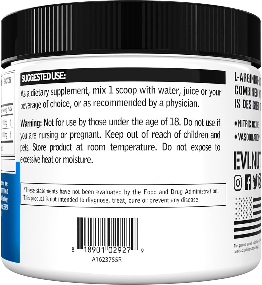 Suplemento de Endurance Evlution Nutrition - L-Arginina + L-Citrulina