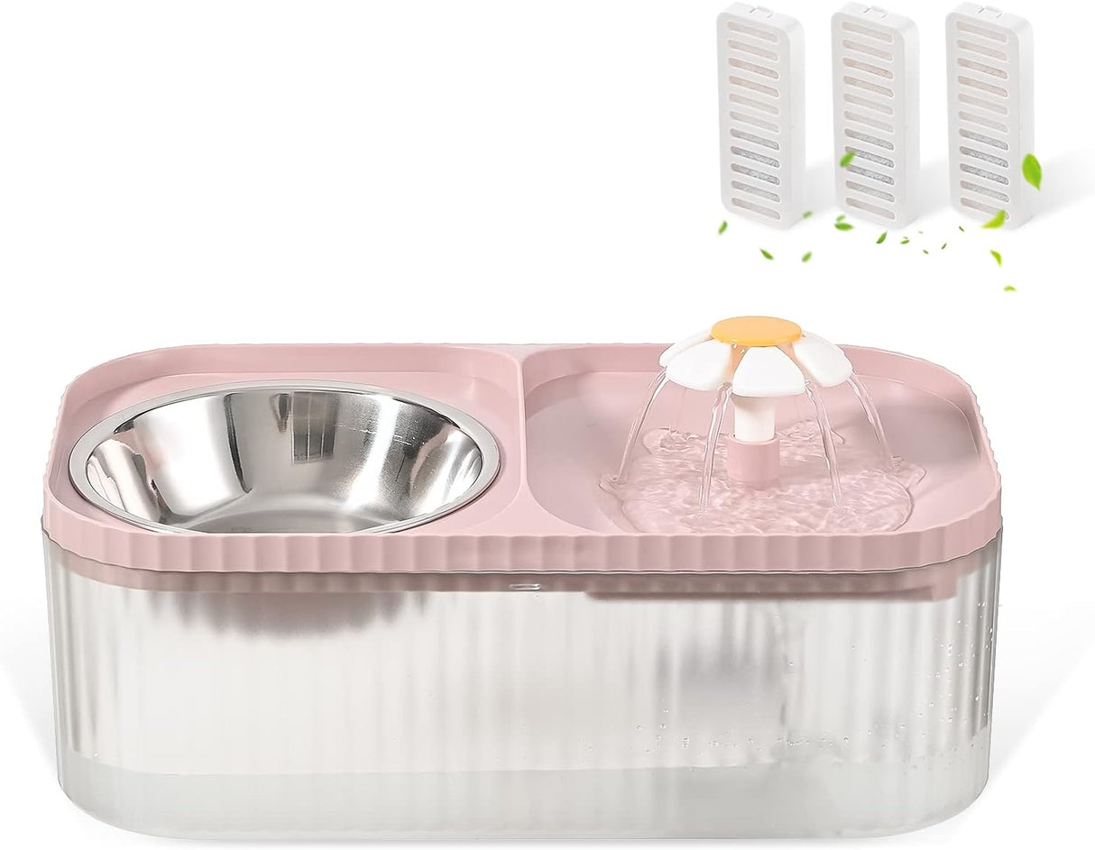 Comederos y Bebedero para gatos dispensador de agua rosado