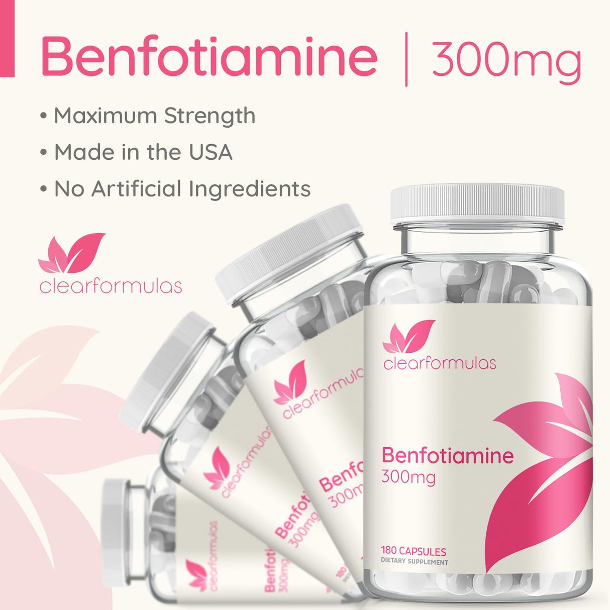 Benfotiamina 300mg 180 Cápsulas Vegetales Sin OMG Veganas