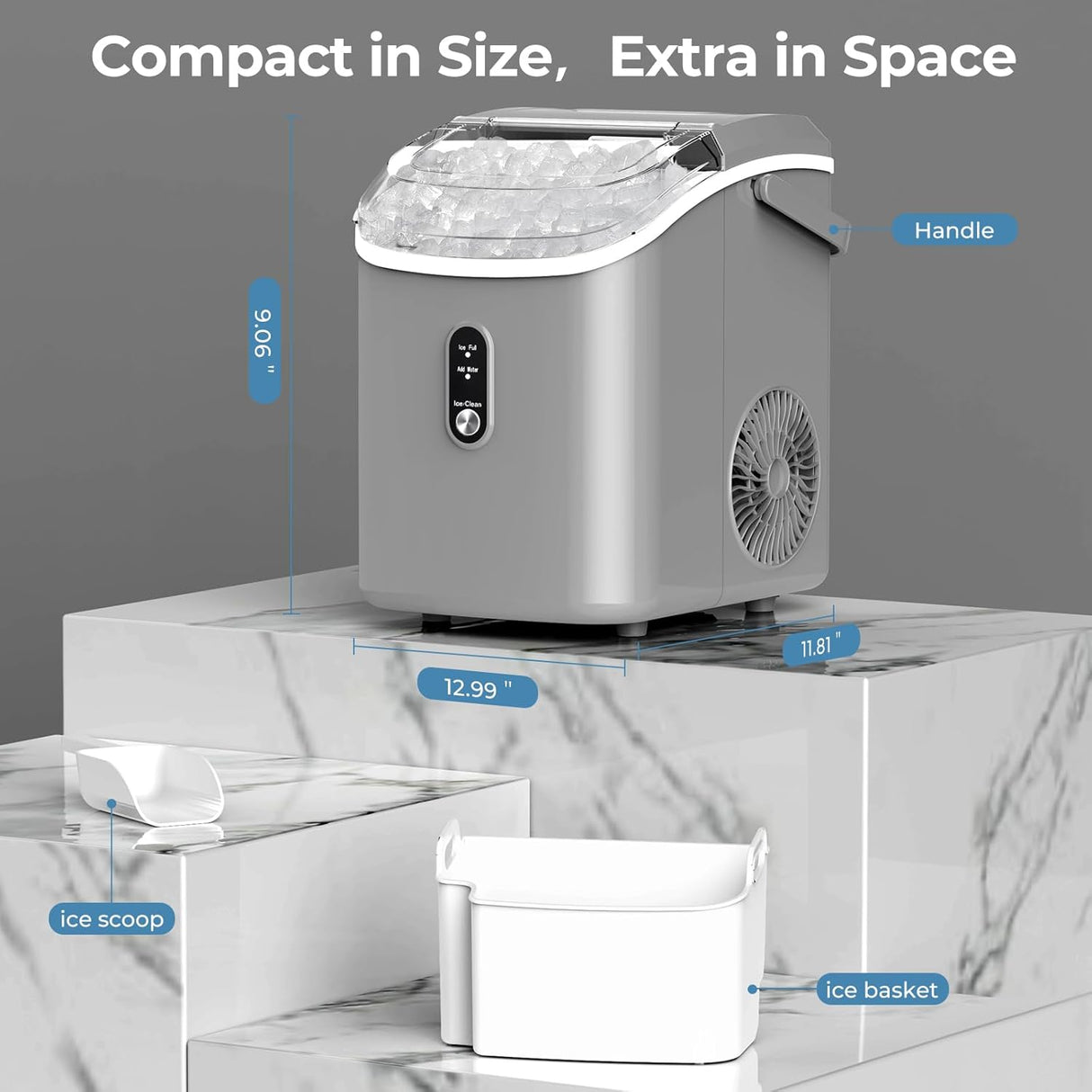 Máquina de Hielo Nugget, 35.5Lbs/24Hrs, Auto-Limpieza, Modelo X