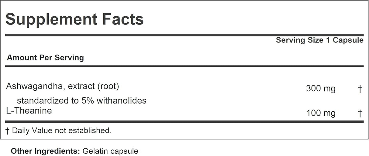 Suplemento Ashwagandha teanina 60 cápsulas Extracto