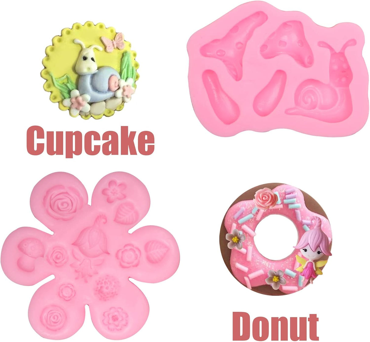 Encantado Moldes de silicona para decoración de pasteles