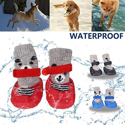 Zapatos calcetines para perro y gato, con suela ajustable, impermeable, transpirable y antideslizante, para todo tipo de clima, protege las patas (solo para perros pequeños).