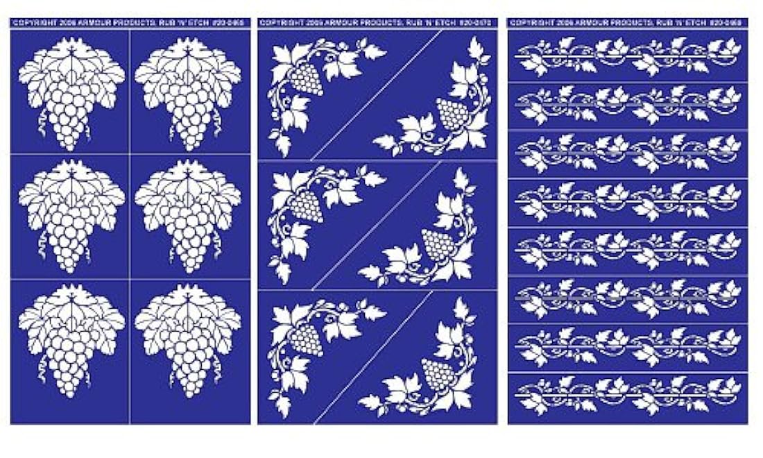 Armor Etch Designer Stencil Pak Uva diseños