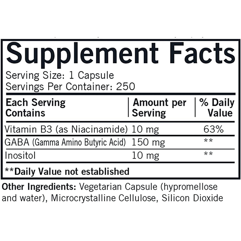 Suplemento GABA con niacinamida e inositol - 250 cápsulas