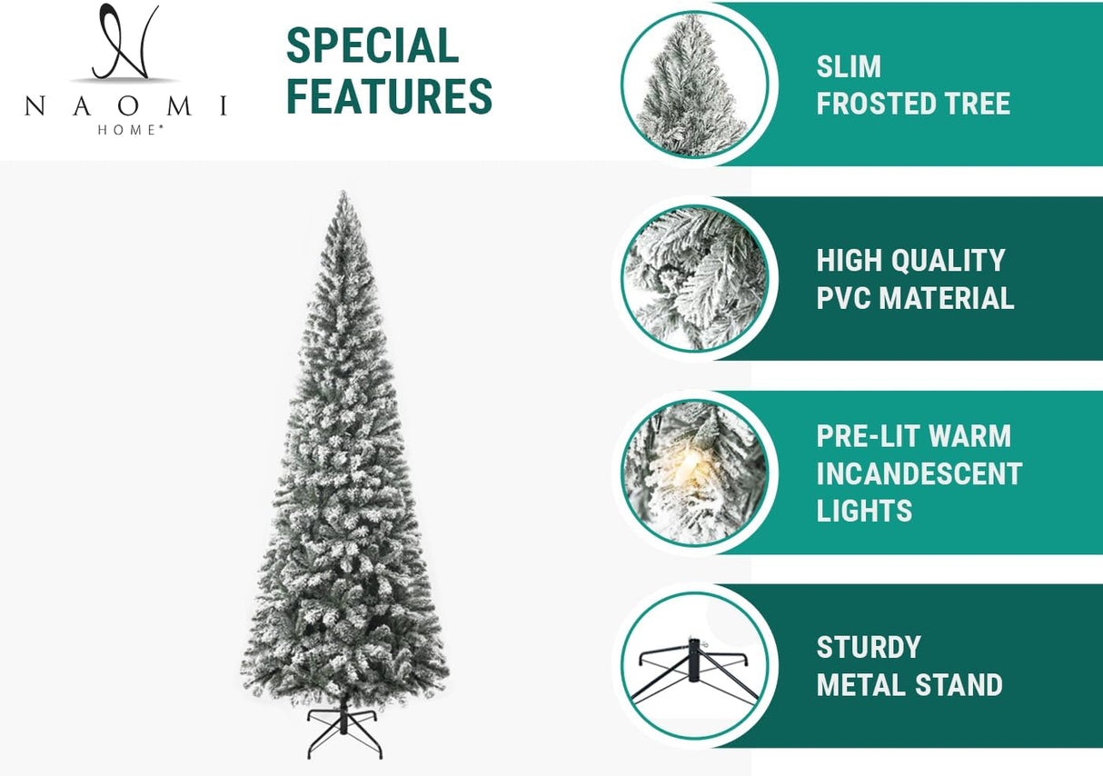 Árbol de Navidad artificial esbelto con luces, modelo 7.5ft