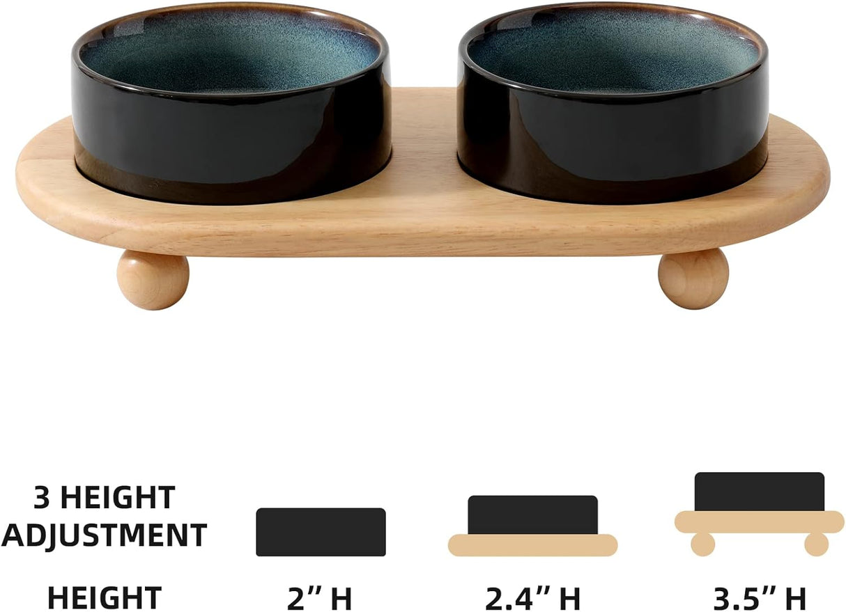 Havniva Cuenco elevado de cerámica para comida y agua gatos