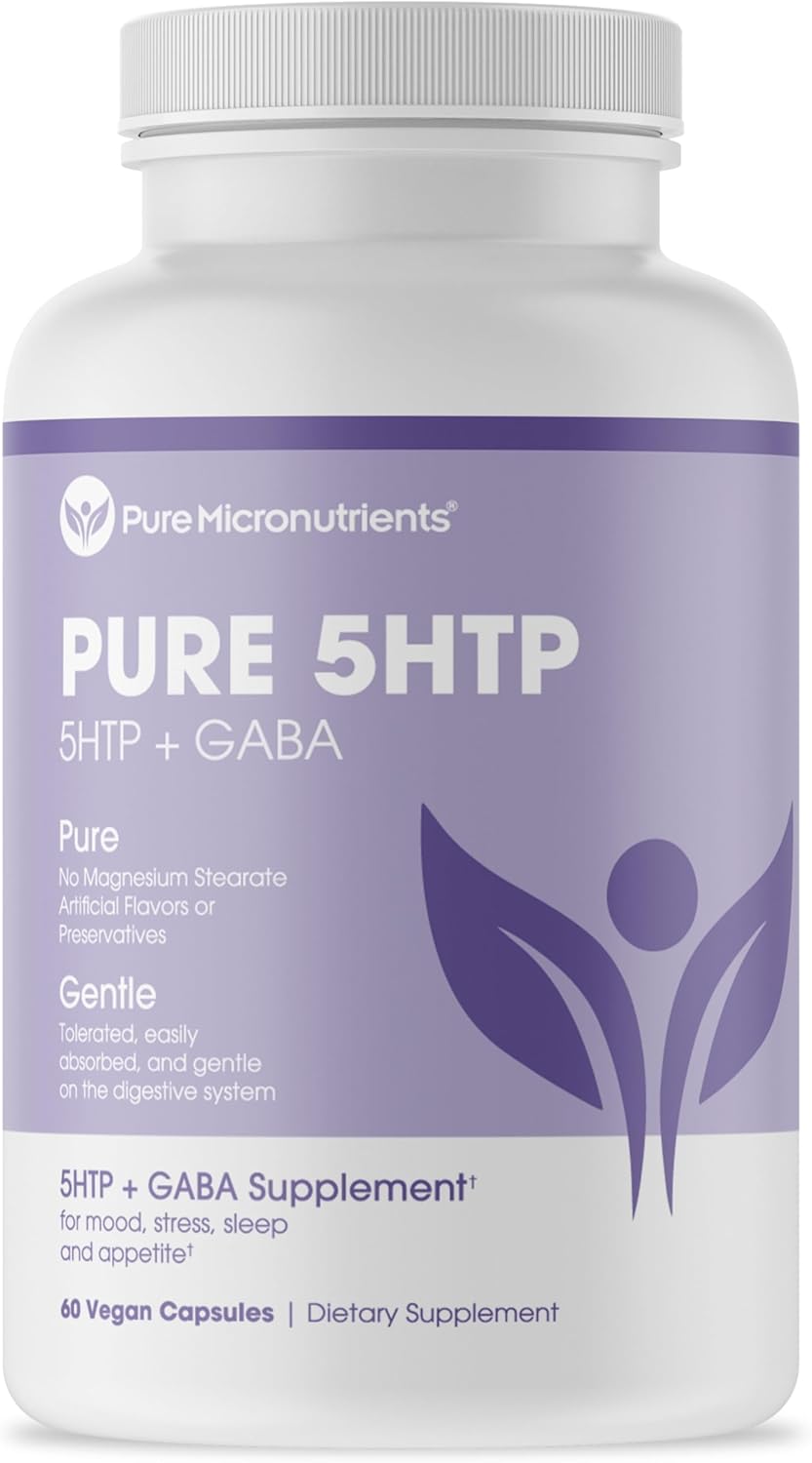 Suplemento Pure 5-HTP (5-hidroxitriptófano) Plus GABA 60un