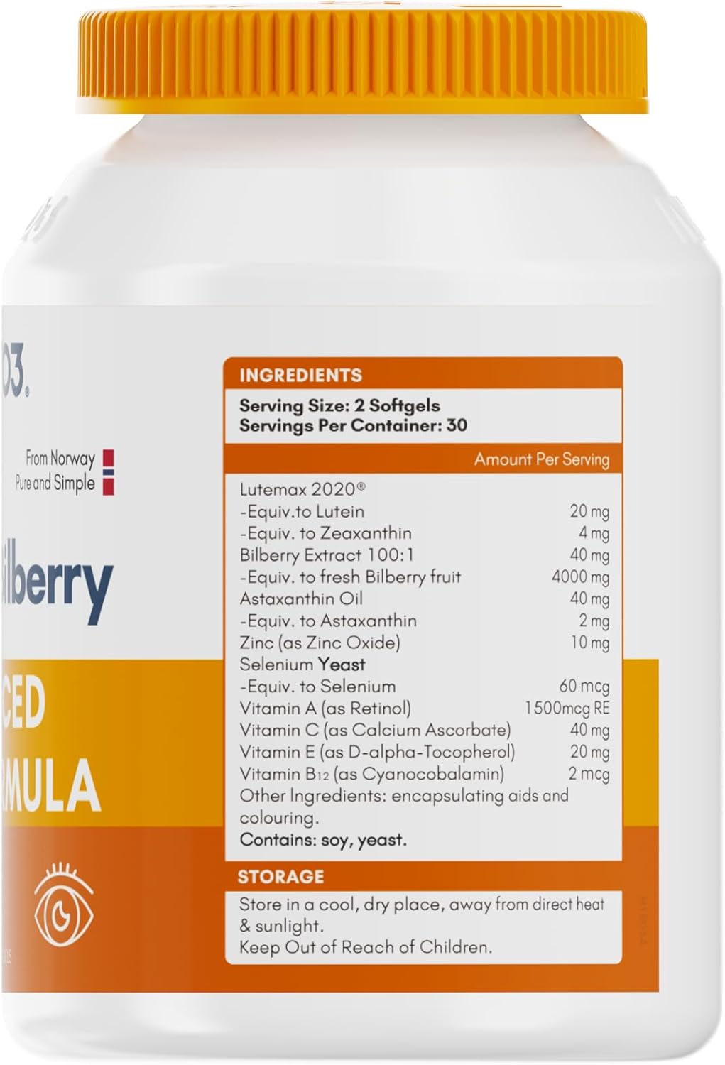 Suplemento de Luteína 20mg y Zeaxantina, Lutemax 2020, 60 cápsulas