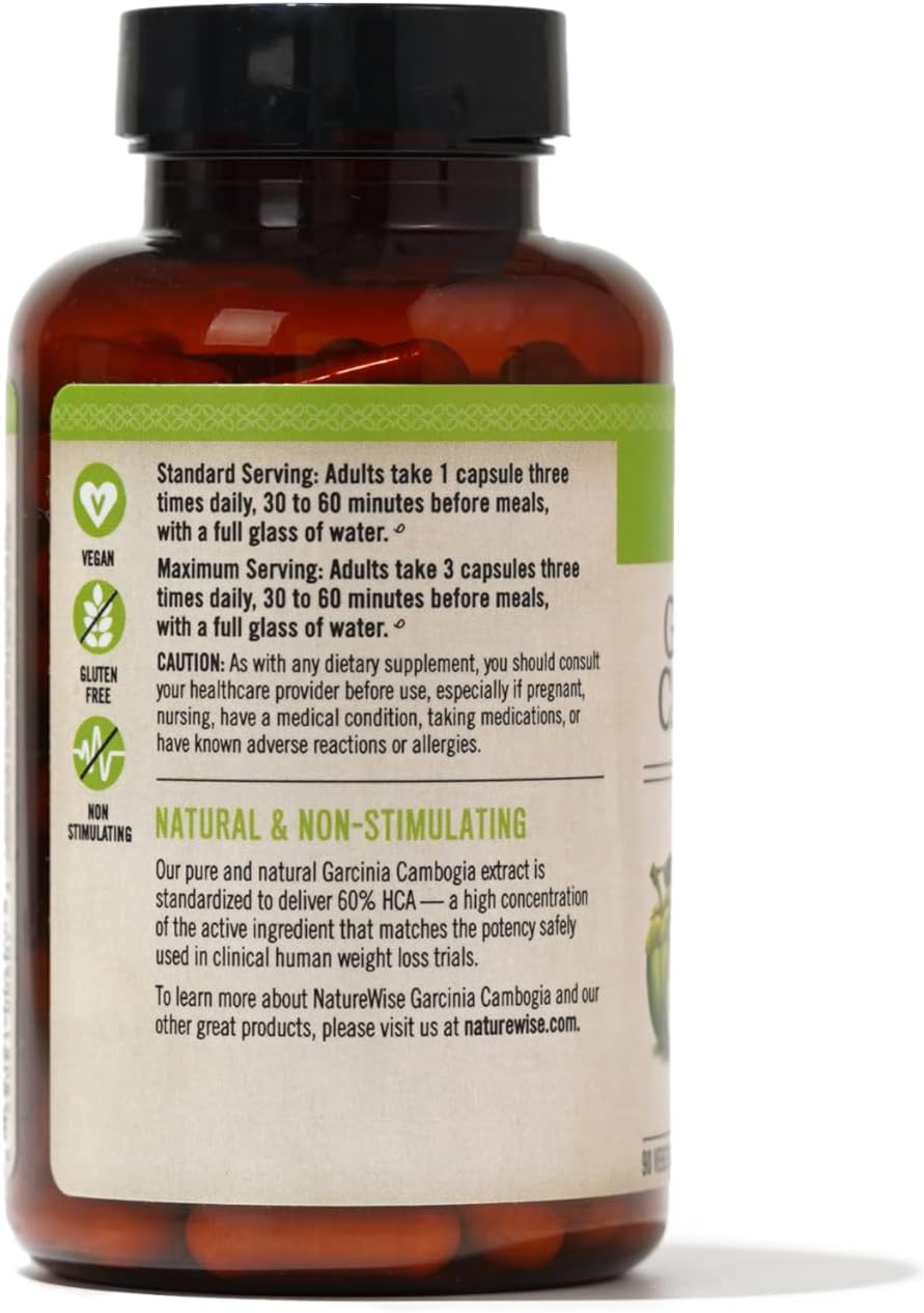 Garcinia Cambogia Naturewise, Extracto Natural 60% HCA, 90 Caps