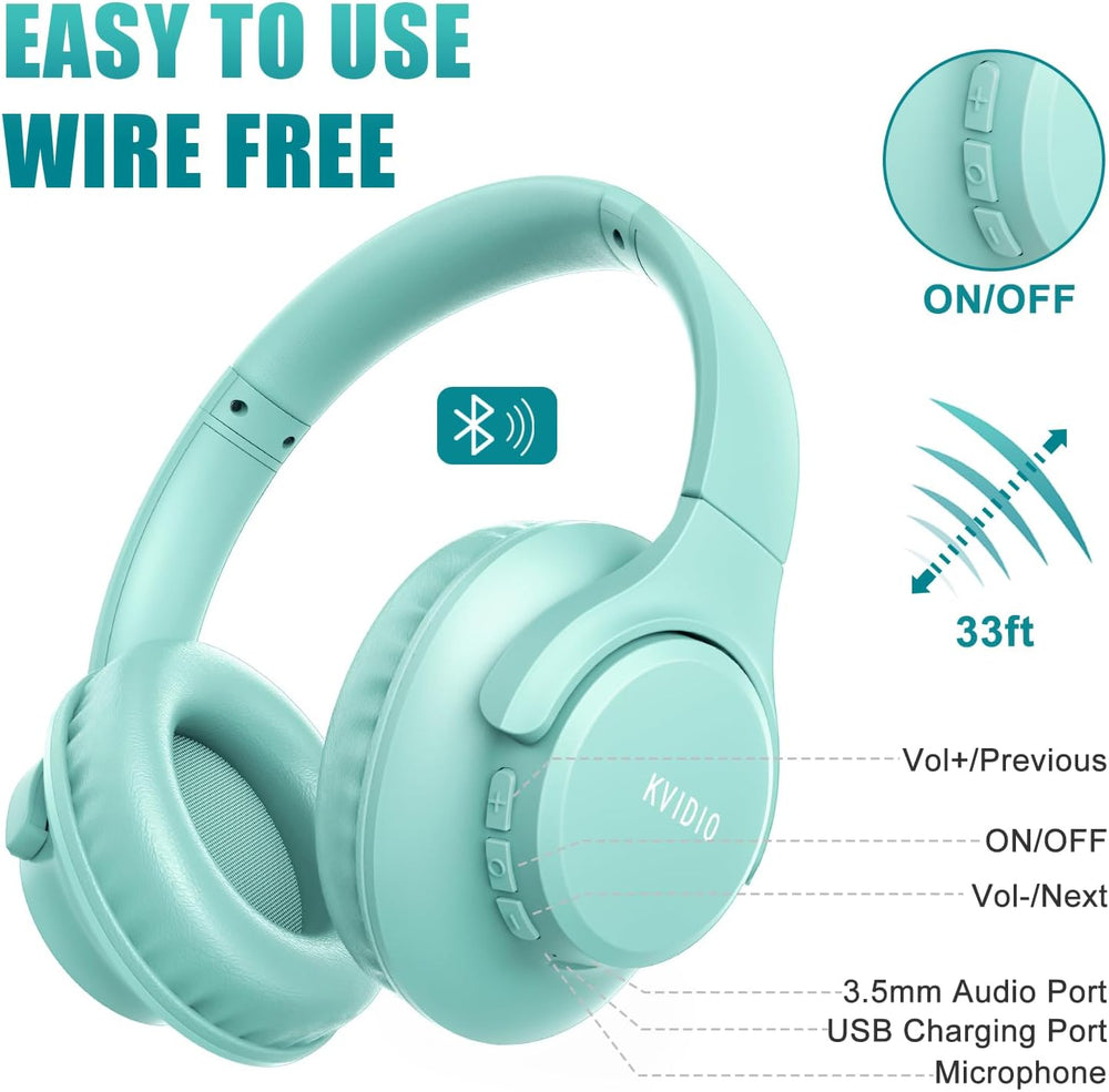 Auriculares Bluetooth KVIDIO, 65h, Microfono, Sonido HiFi