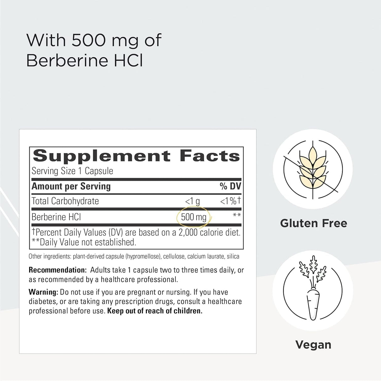 Suplemento Berberina 1000–1500 mg HCL para apoyo metabólico