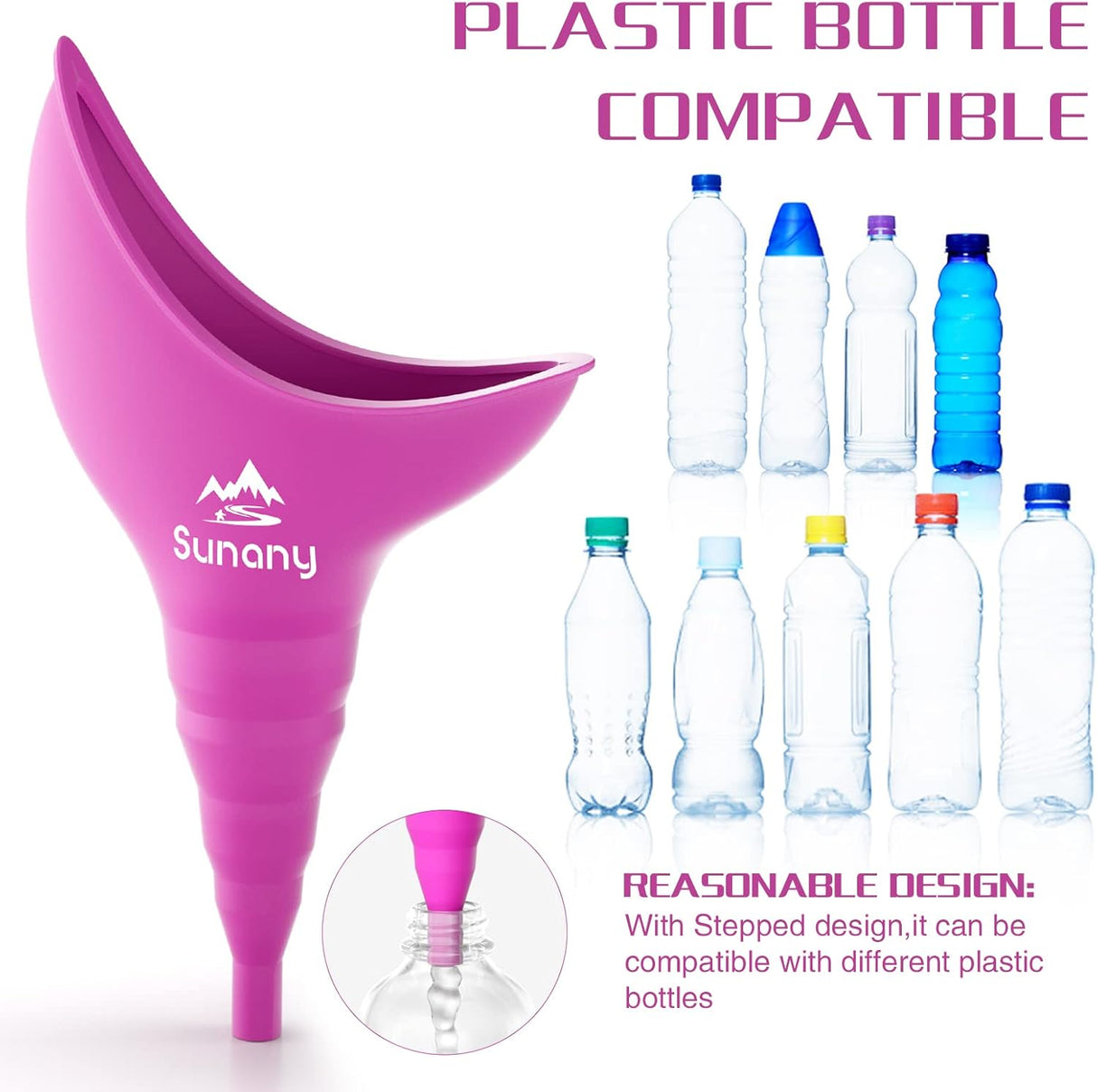 Sunany Urinal Femenino con embudo de silicona, portátil y reutilizable