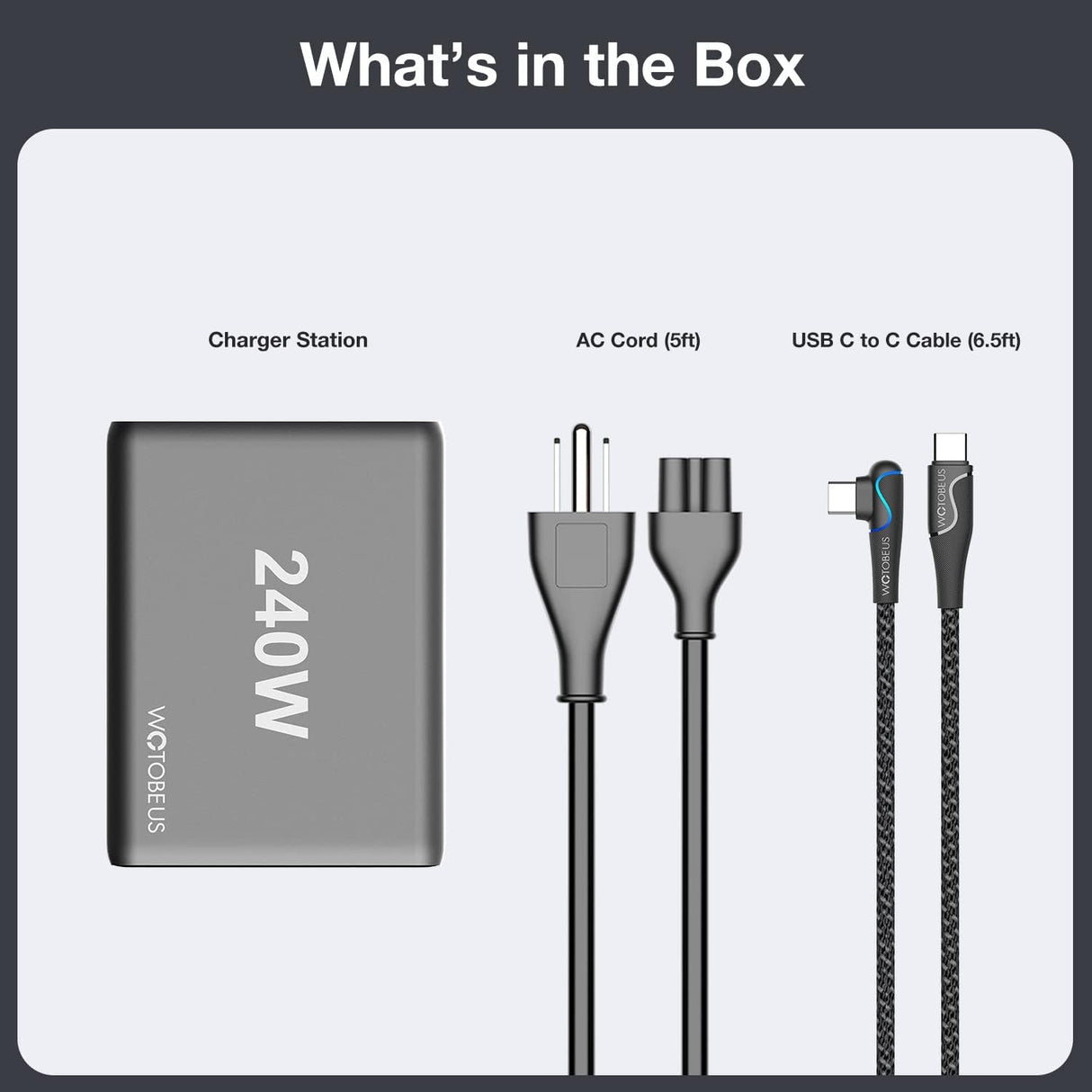 Cargador GaN USB C de 240 W Estación de carga súper rápida