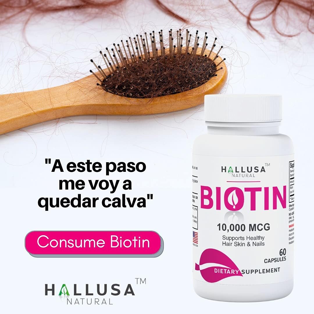 Suplemento de Biotina 10,000 MCG - 60 Cápsulas para Cabello