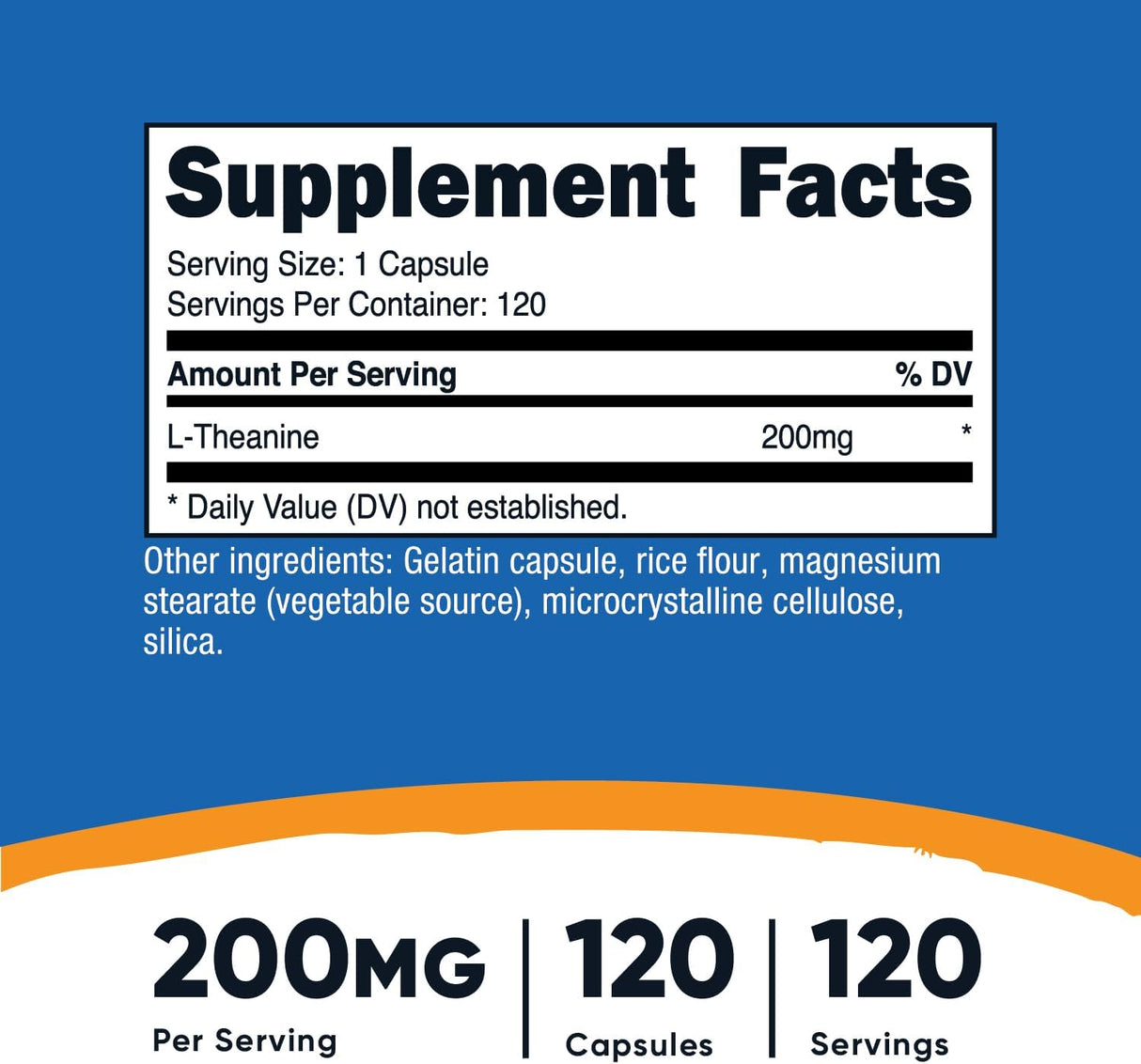 Suplemento Nutricost L-teanina 200 mg 120 Cápsulas