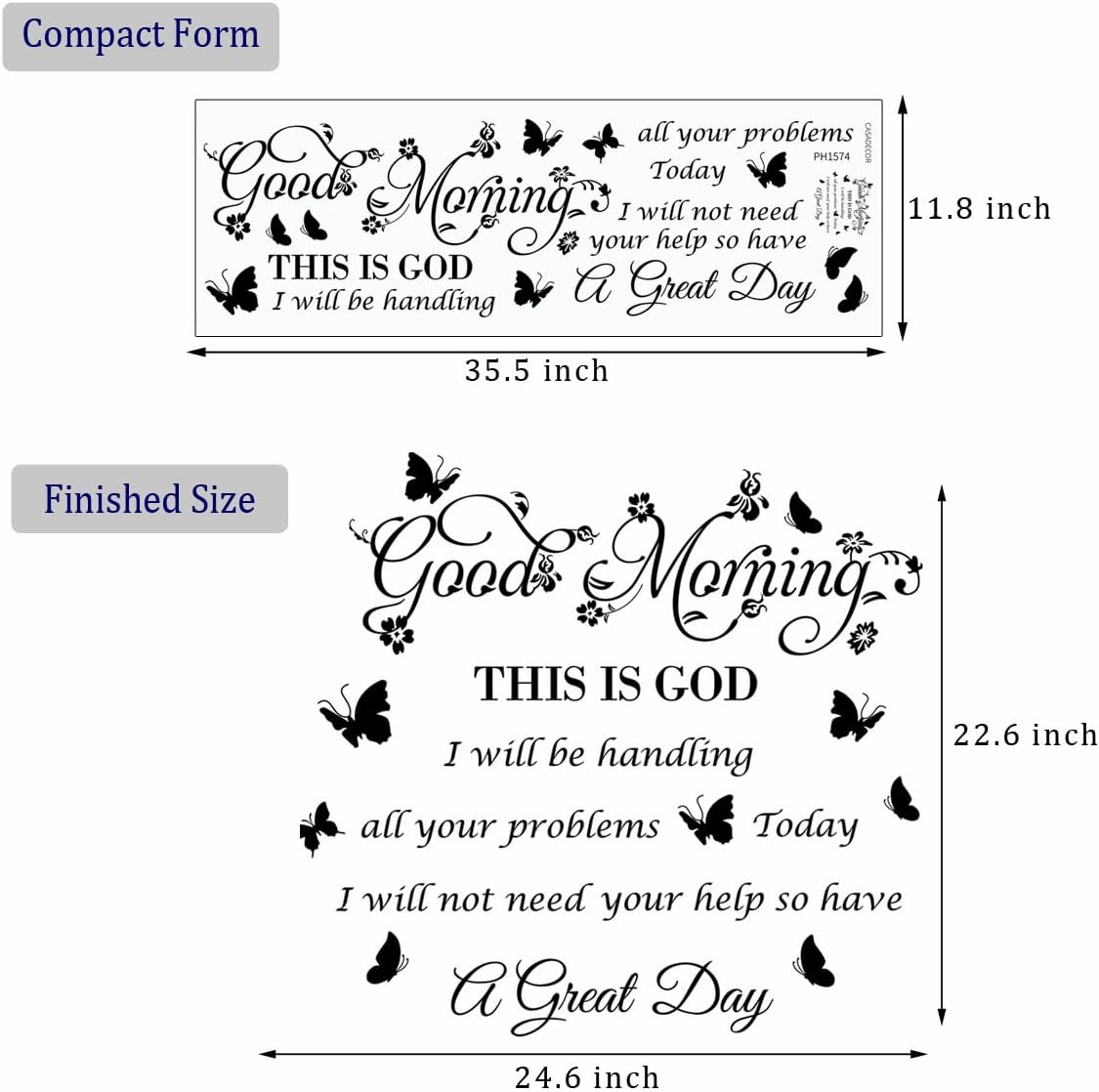 Vinilos de Pared Religiosos Good Morning This is God Flores y Mariposas