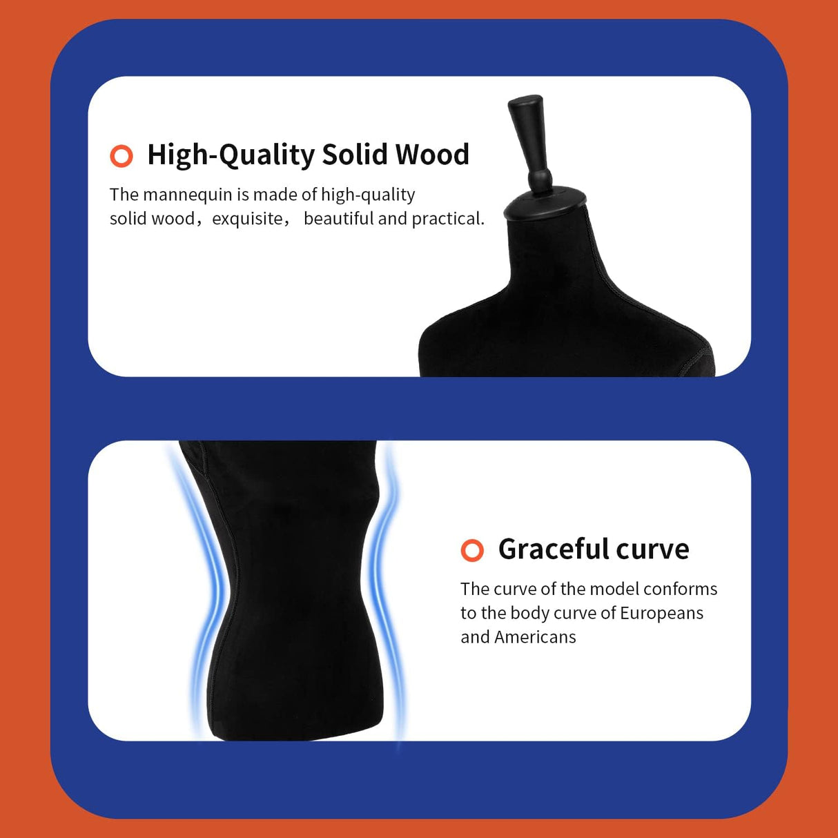 Maniquí Femenino Ajustable 53-67 con Base de Madera