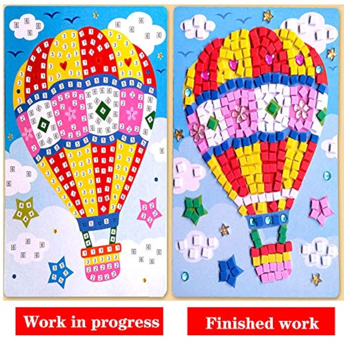 Kit de arte adhesivo para niños diseño de mosaico 6 unidades