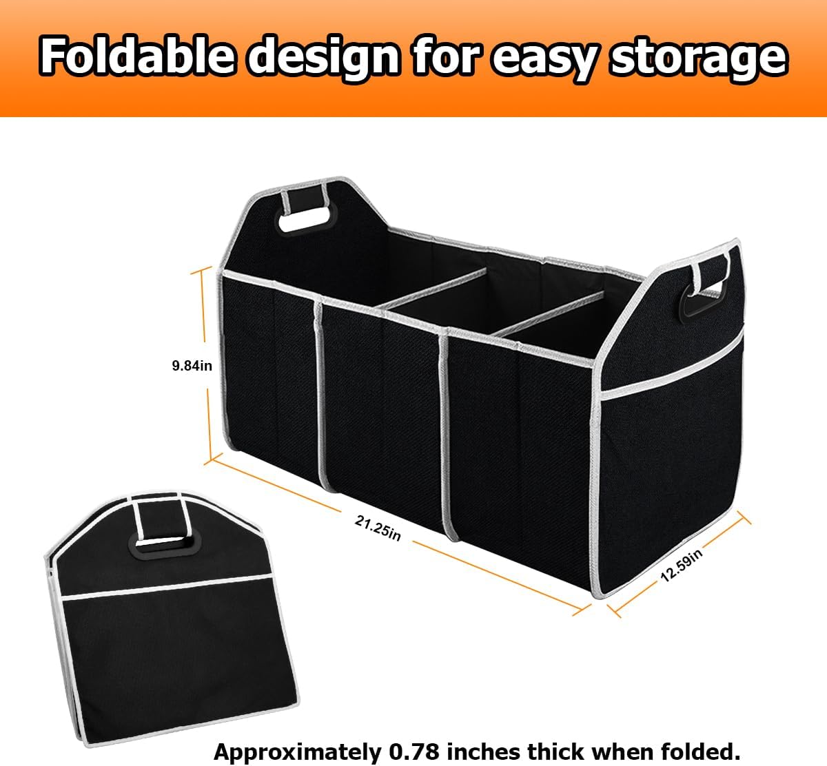 Organizador de Maletero, Marca, 3 Compartimentos, Plegable