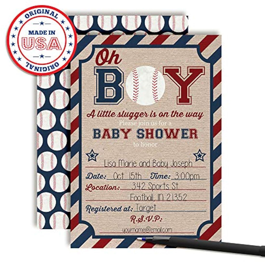 tarjetas de invitacion con temática de beisbol