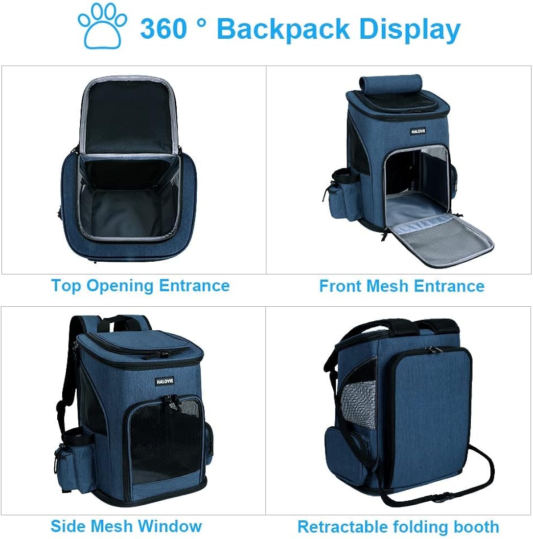 Mochila transportadora de mascotas expandible azul