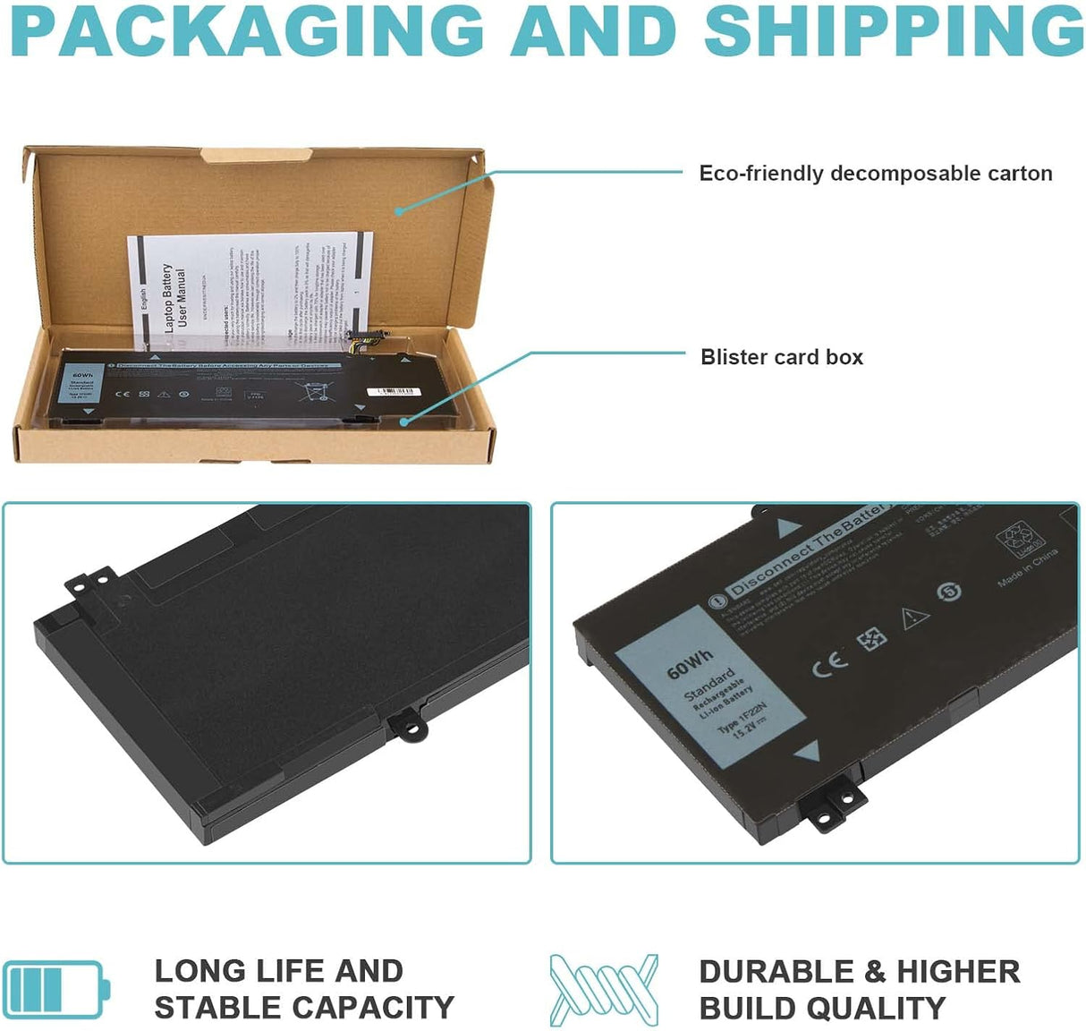 Batería 1F22N para Laptop Alienware y G5/G7, Modelos Varios