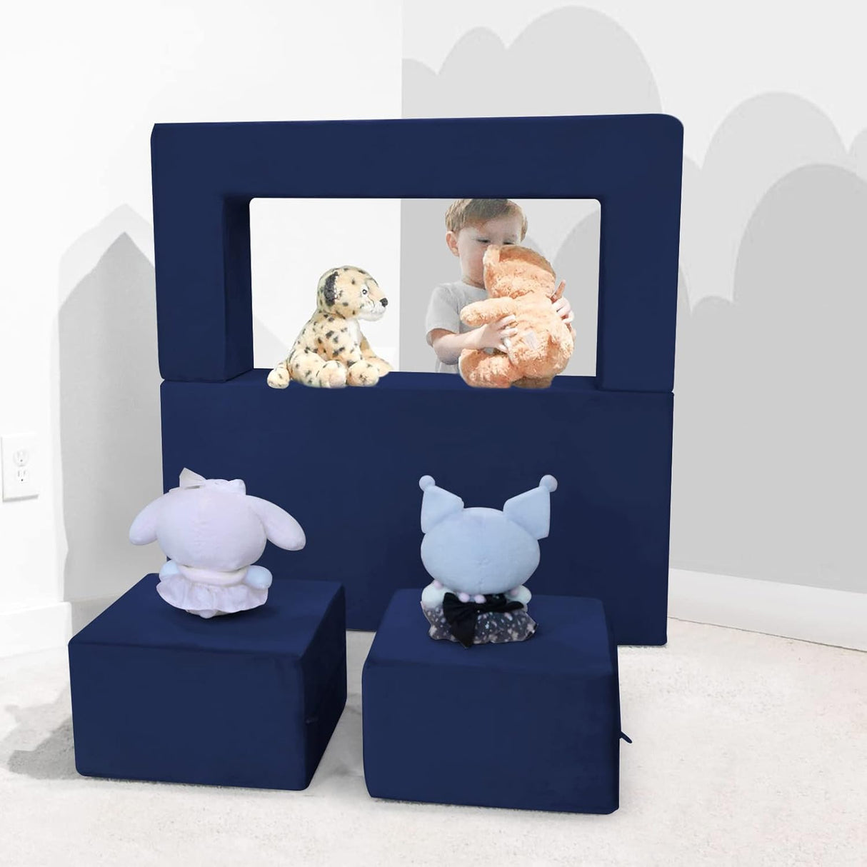 Sofá infantil de espuma para niños MeMoreCool Azul marino