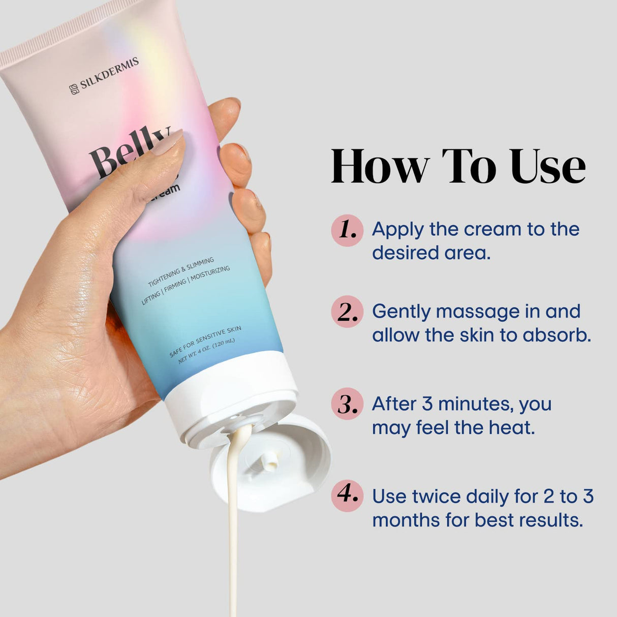 Crema reafirmante para la piel y celulitis para estómago