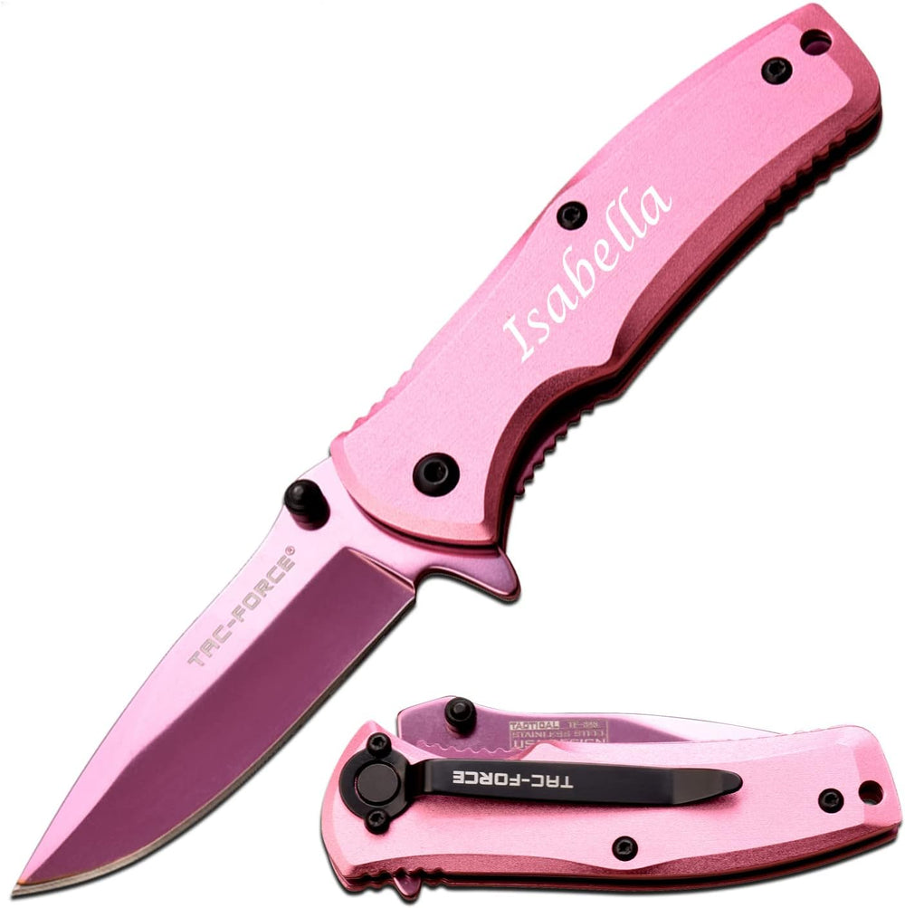Cuchillo de bolsillo de acero inoxidable grabado gratis TF-848PK