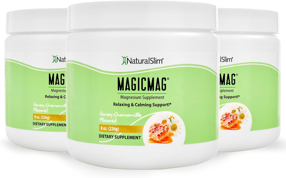 Polvo de Magnesio Citrato NaturalSlim, Apoyo al Estrés, 3 Pack