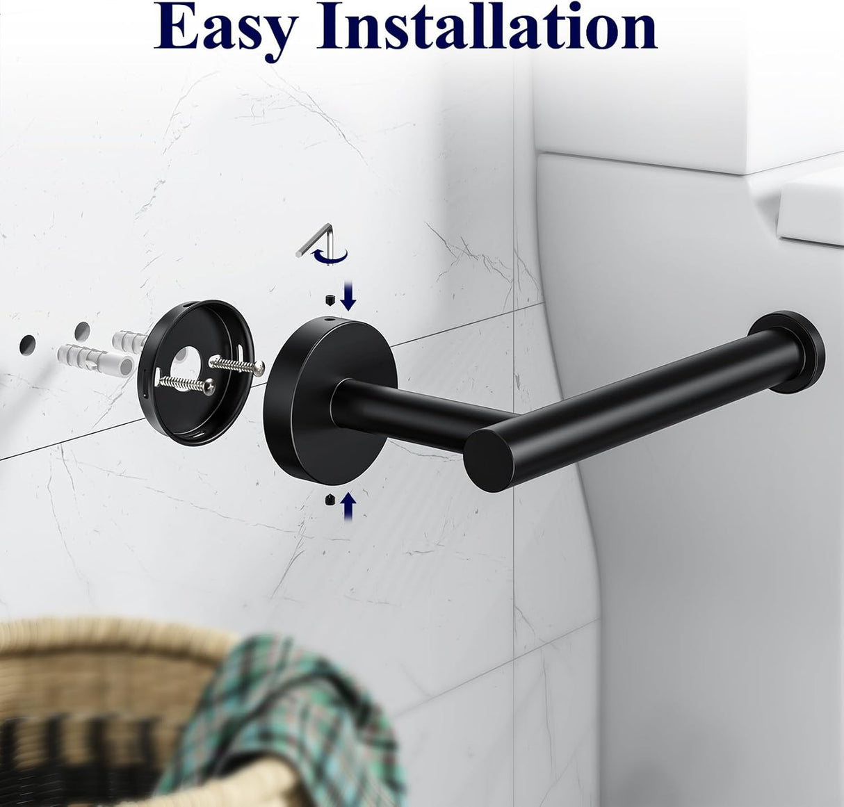 Soporte de pared para papel higiénico, resistente y redondo