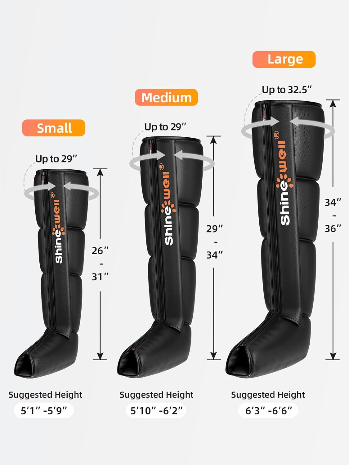 Masajeador de Piernas SHINE WELL, Compresión, 11 Intensidades, Pequeño