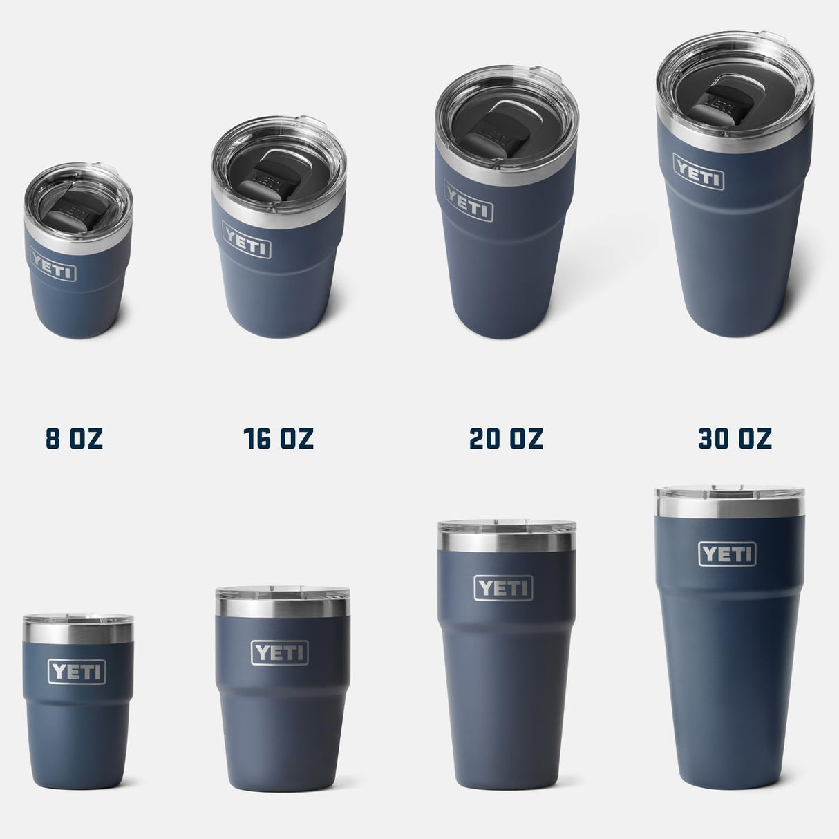 Vaso YETI Rambler 16 oz, Acero Inoxidable, Aislado, marino.