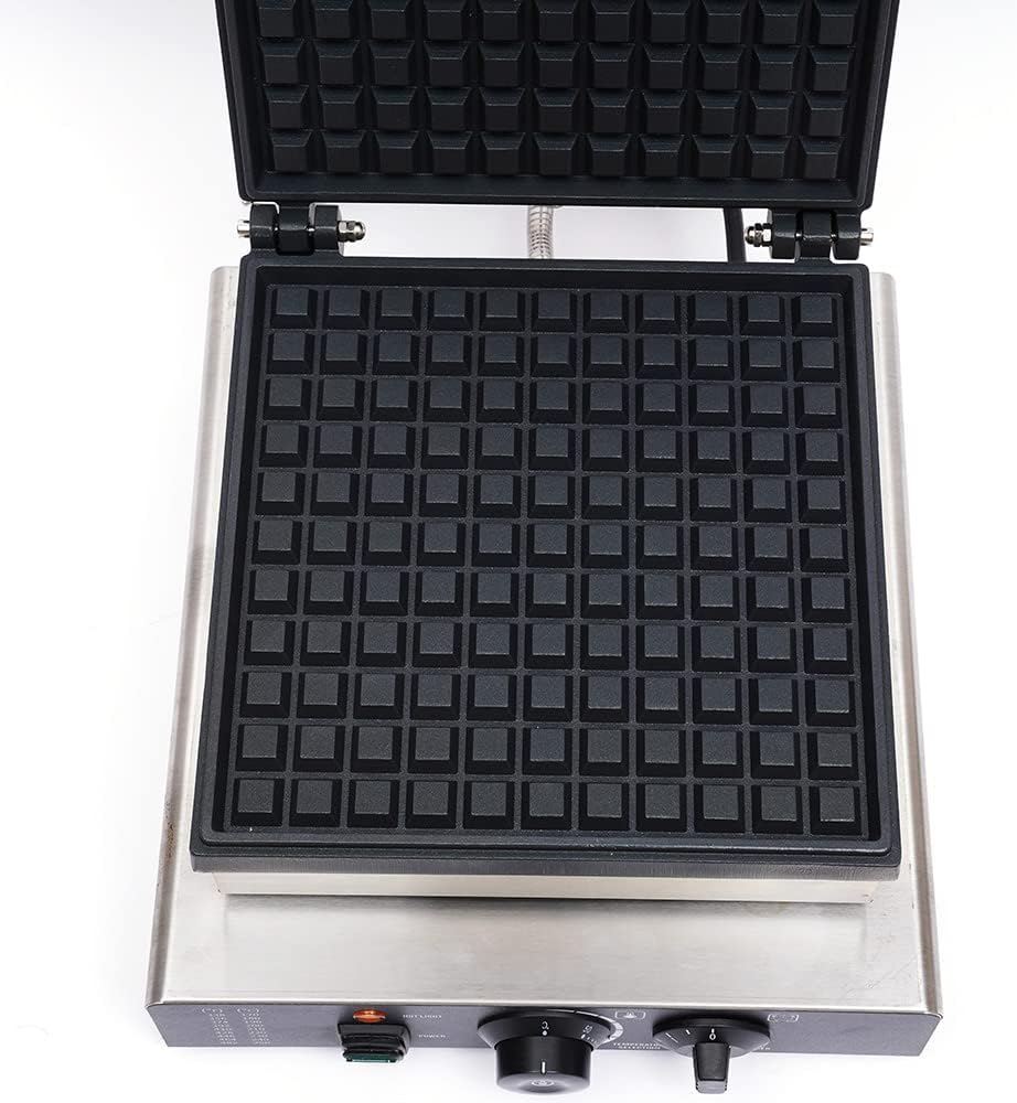 Máquina de Waffles Comercial, 110V, Antiadherente, Control T°