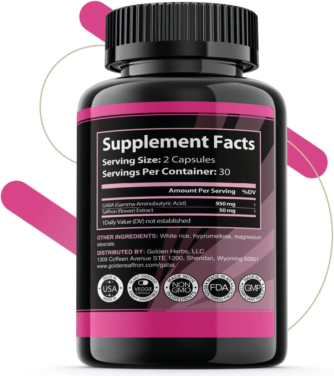 Suplemento GABA + extracto de azafrán y potente sin OMG