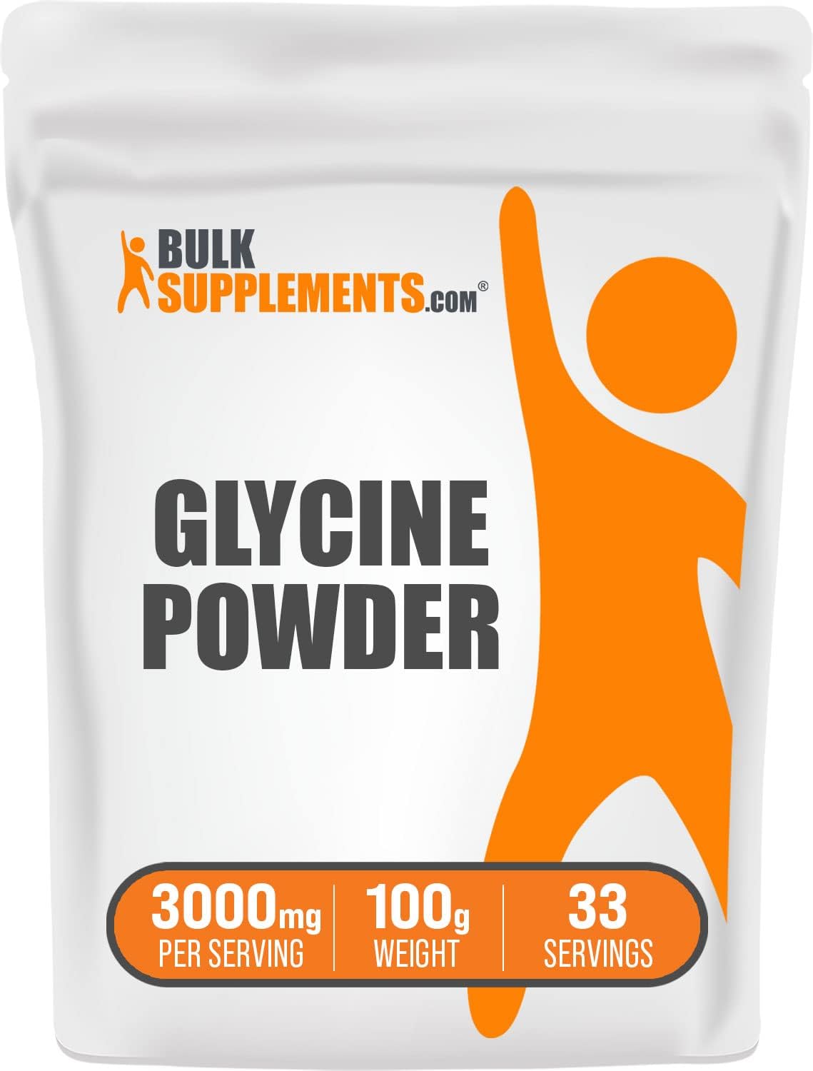Glycina en polvo BulkSupplements, 3000mg, 100g (3.5 oz)