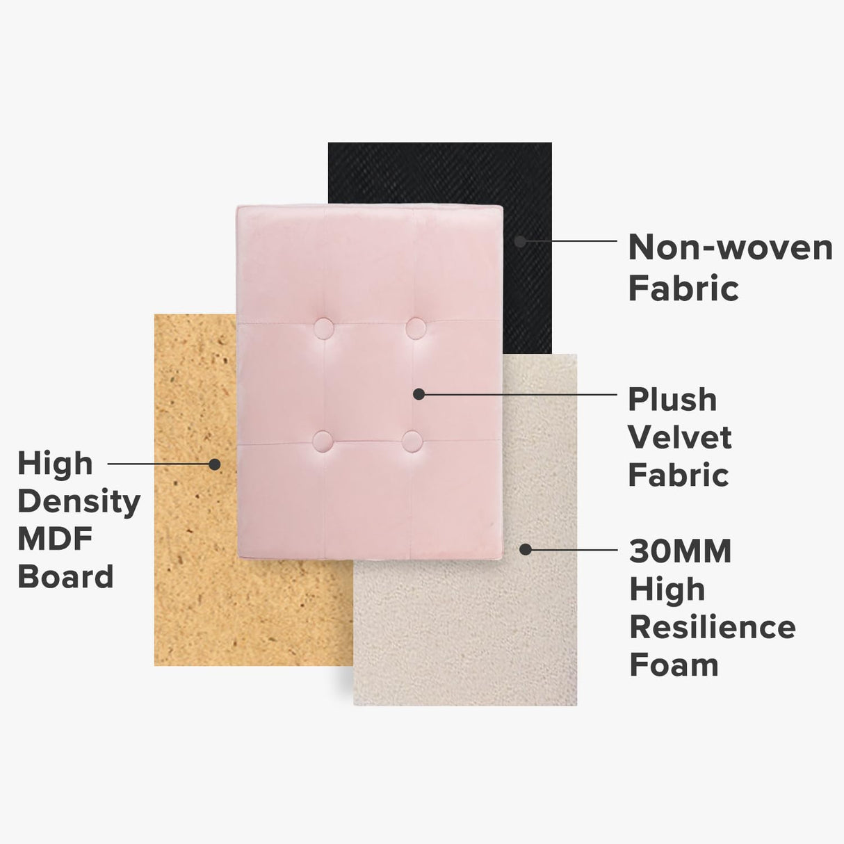 Ottomán de almacenamiento plegable con reposapiés moderno