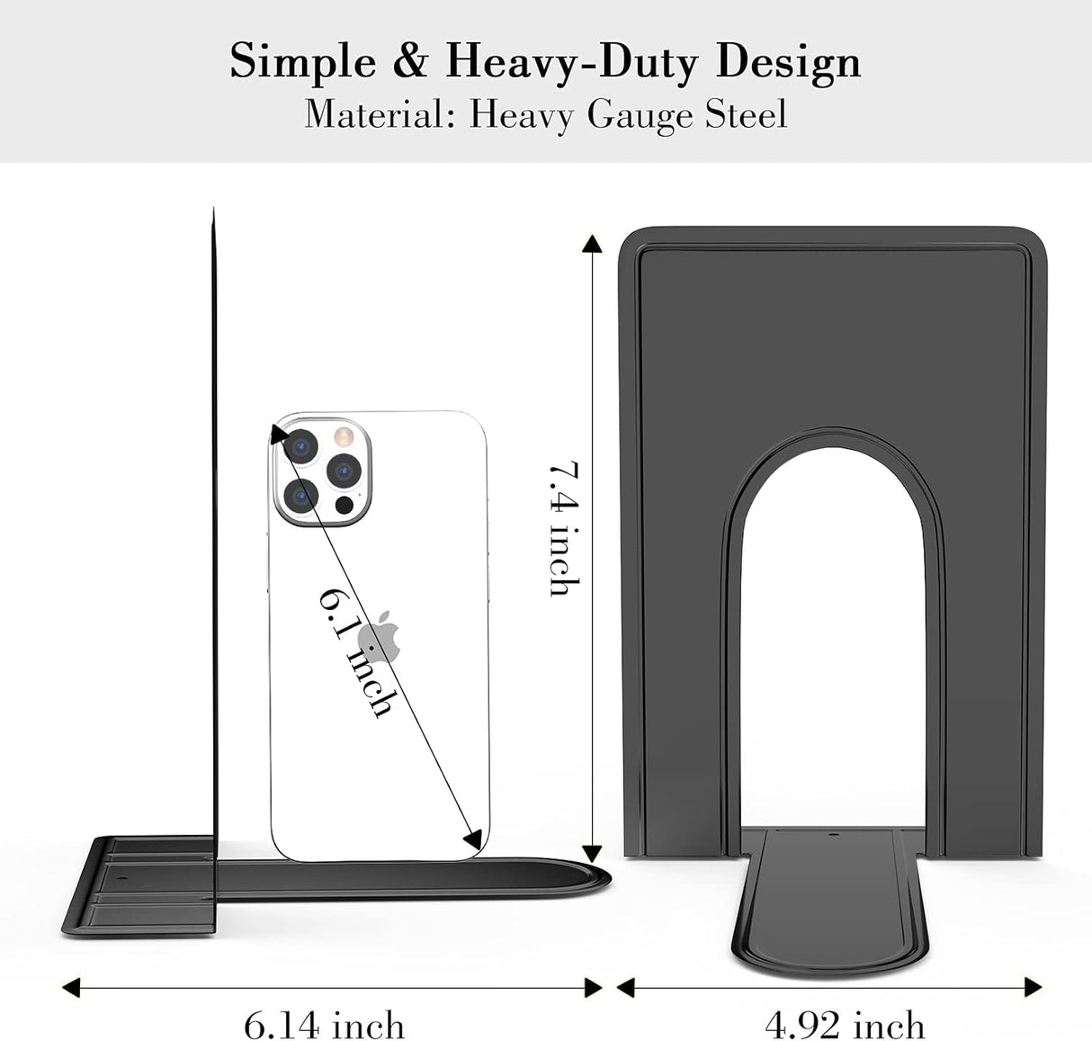 Sujetalibros de metal resistente color negro