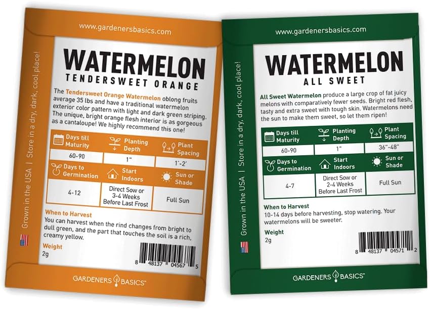 Semillas de Sandía para Jardín - Gardeners Basics, 5 Variedades
